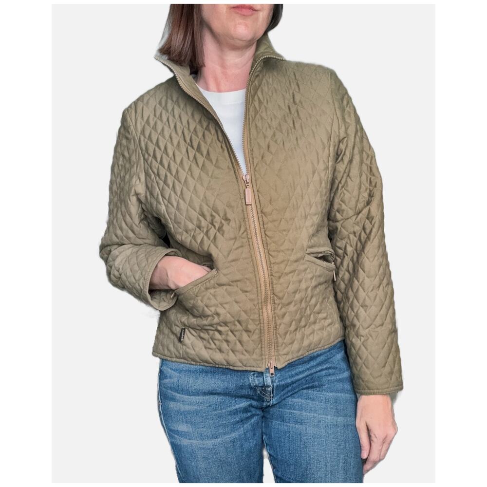 Barbour Quilted Full Zip Jacket Women Size 8/ Medium Green L117